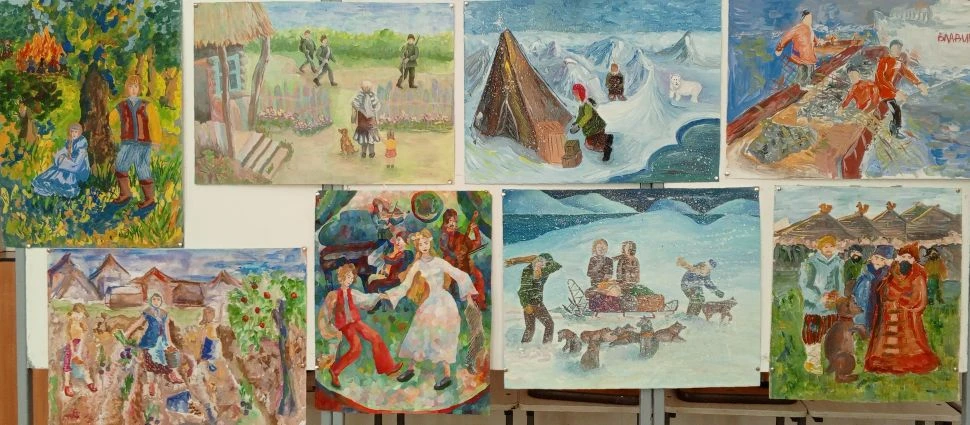 На 1-ом этаже нашей школы представлена выставка учащихся "Любимая Россия" ко Дню России