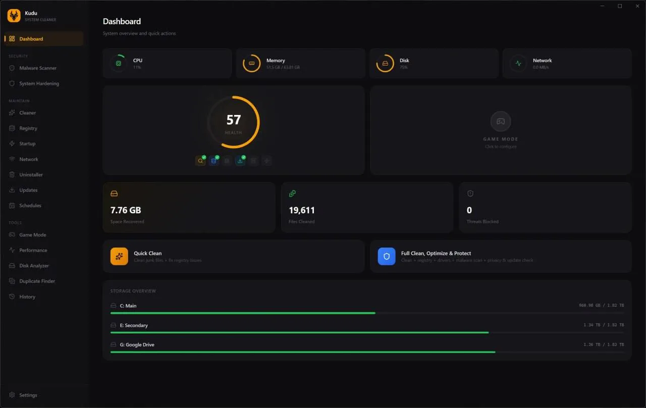 🔥 Забираем бесплатную альтернативу CCleaner — Kudu.

Программа очищает Windows, удаляет приложения 