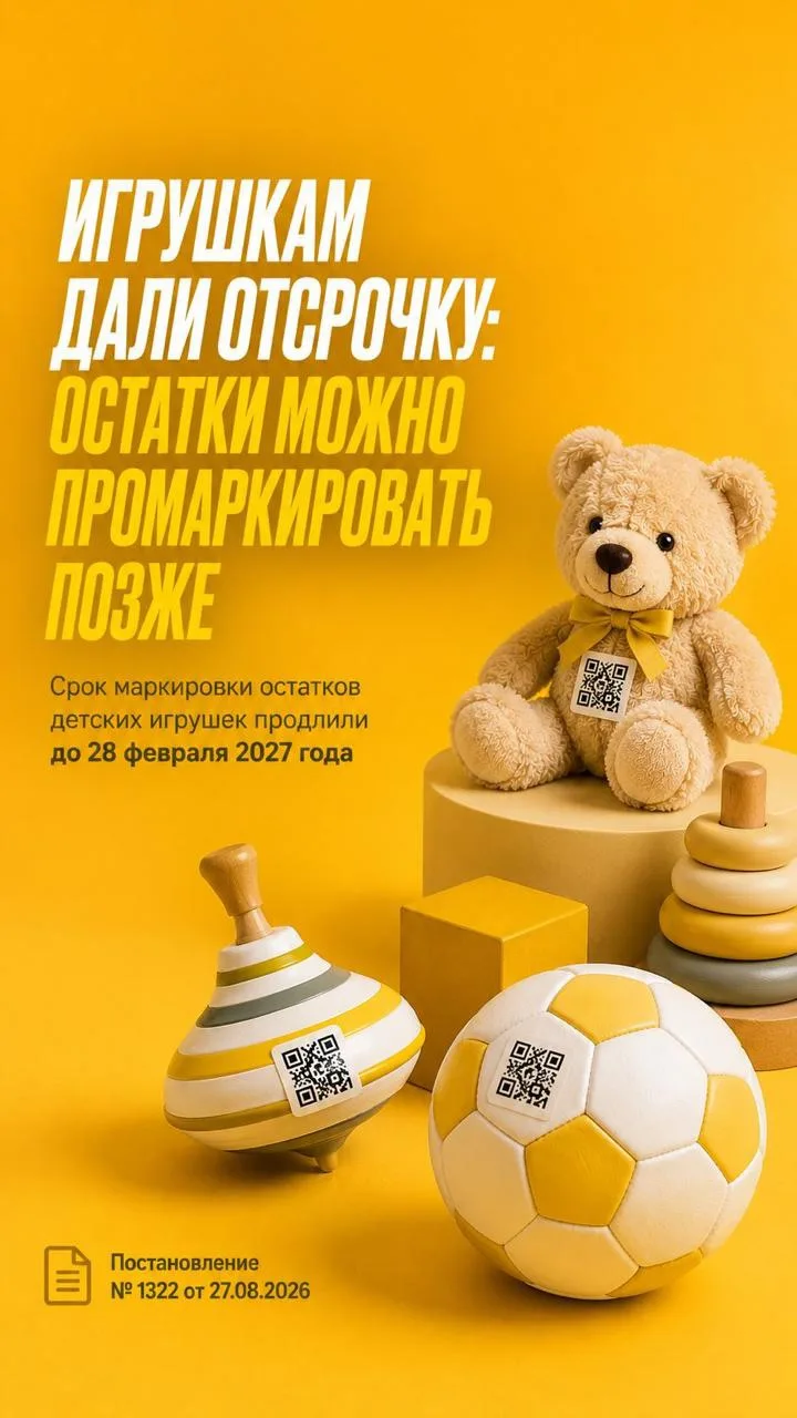 🔴 Игрушкам дали отсрочку: остатки можно промаркировать позже