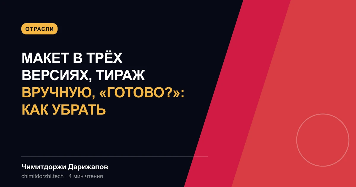 Макет в трёх версиях, тираж вручную, «готово?»: как убрать