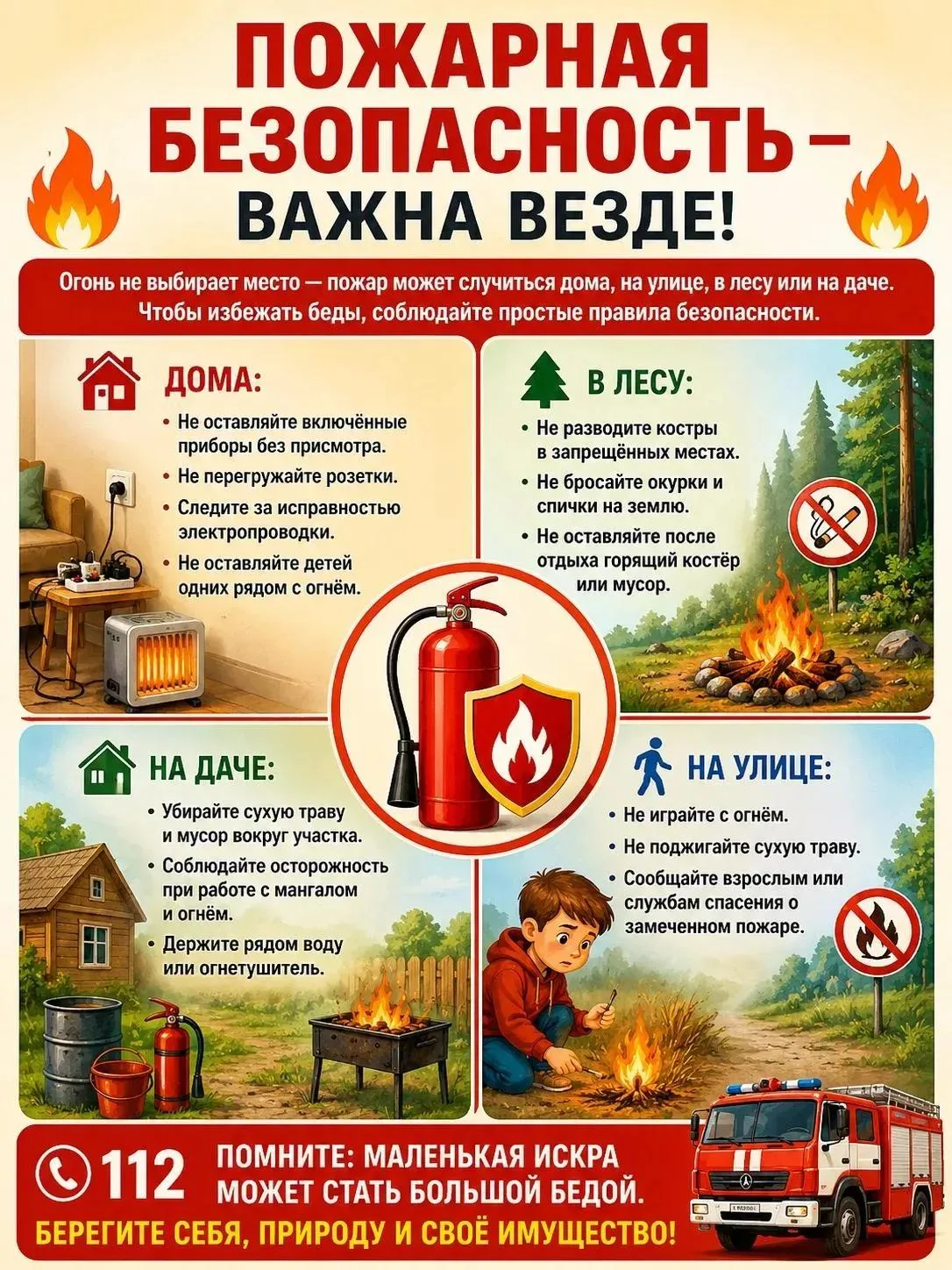 🔥 Пожарная безопасность — важна везде! 🔥