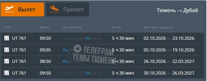 Прямые рейсы в Дубай начнут снова запускать из Тюмени.