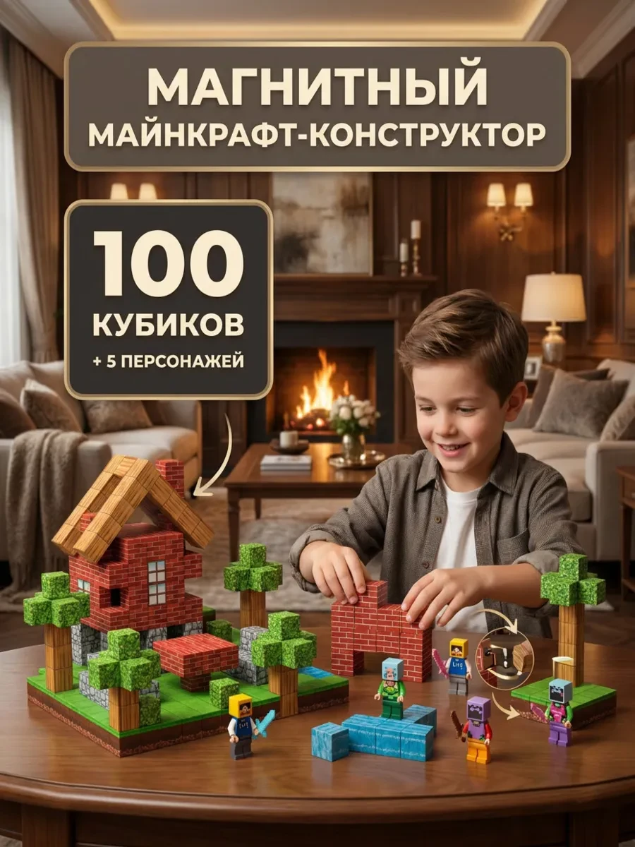⚡️ Магнитный конструктор minecraft кубики, ALUTOYS