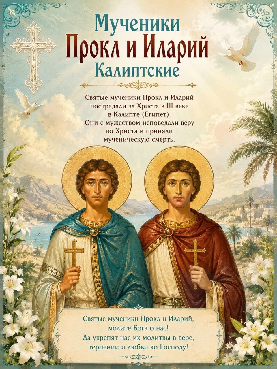 25 Июля День памяти Мучеников Прокла и Илария Калипстских