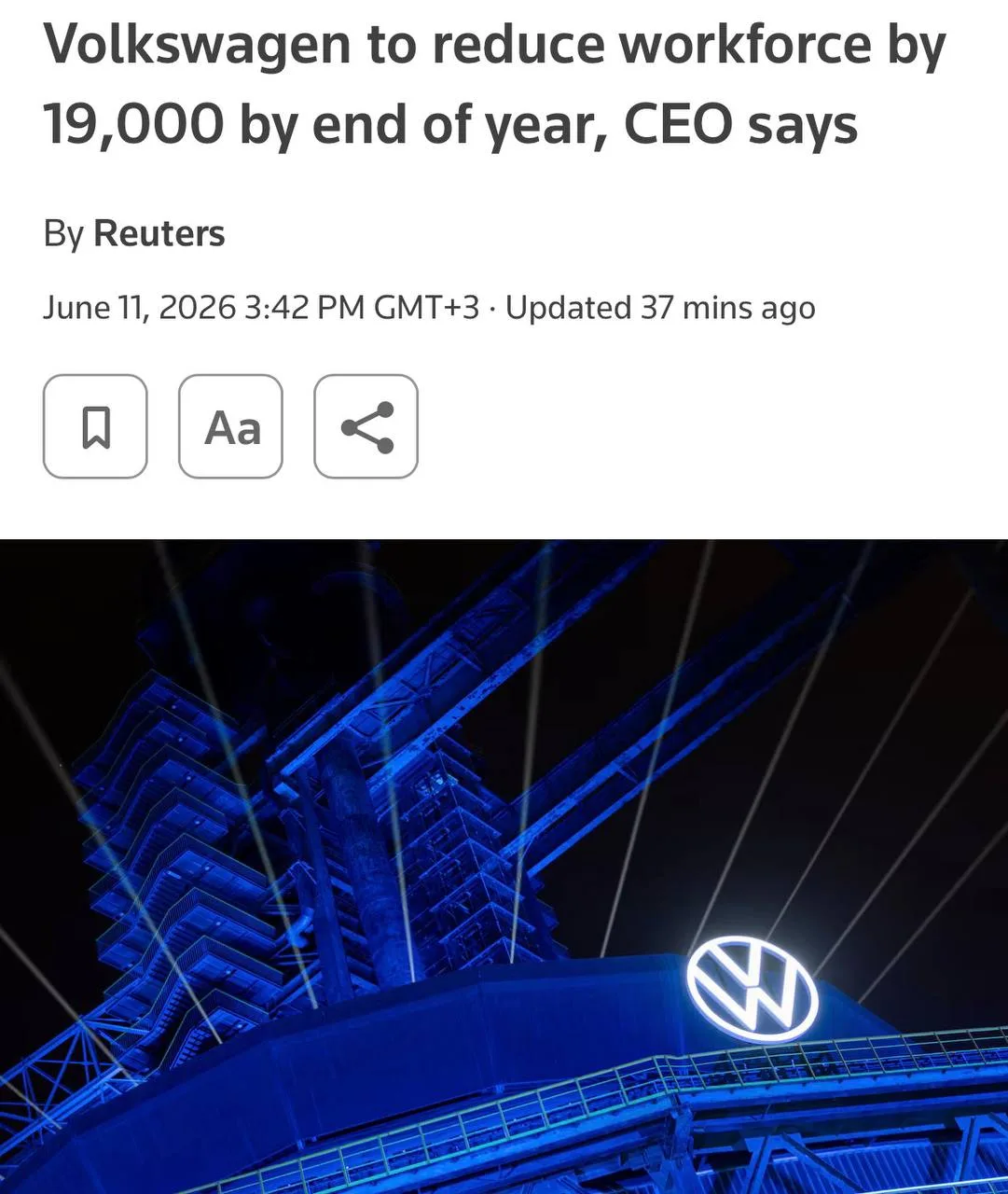🚗Volkswagen сократит 19 тыс сотрудников до конца года

Компания увольняет работников на фоне плохих