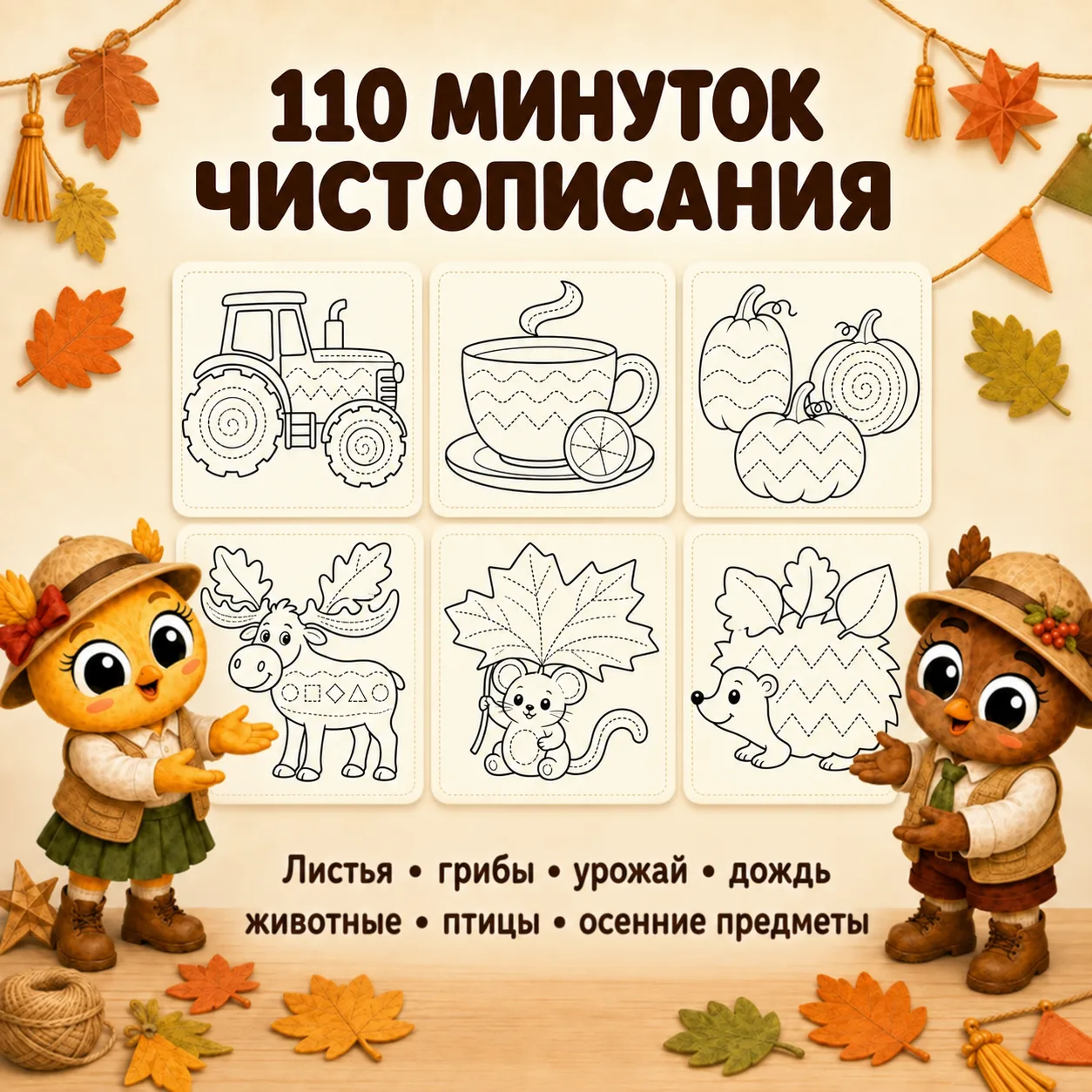 110 осенних минуток чистописания для 1 класса и дошкольников