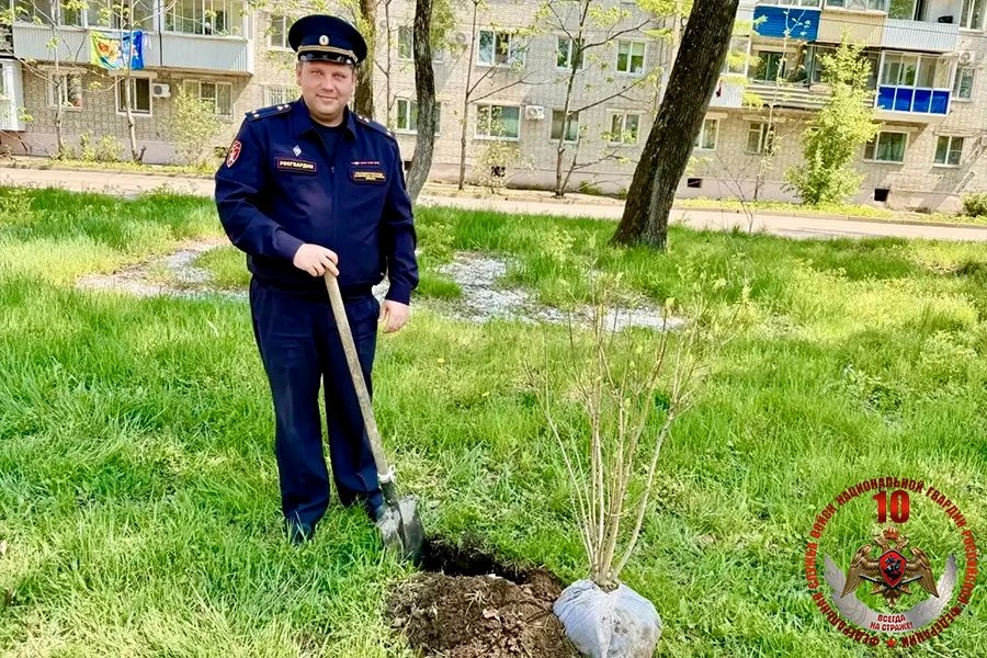 На Дальнем Востоке росгвардейцы приняли участие в высадке деревьев в городских парках   📢 В Бурятии 