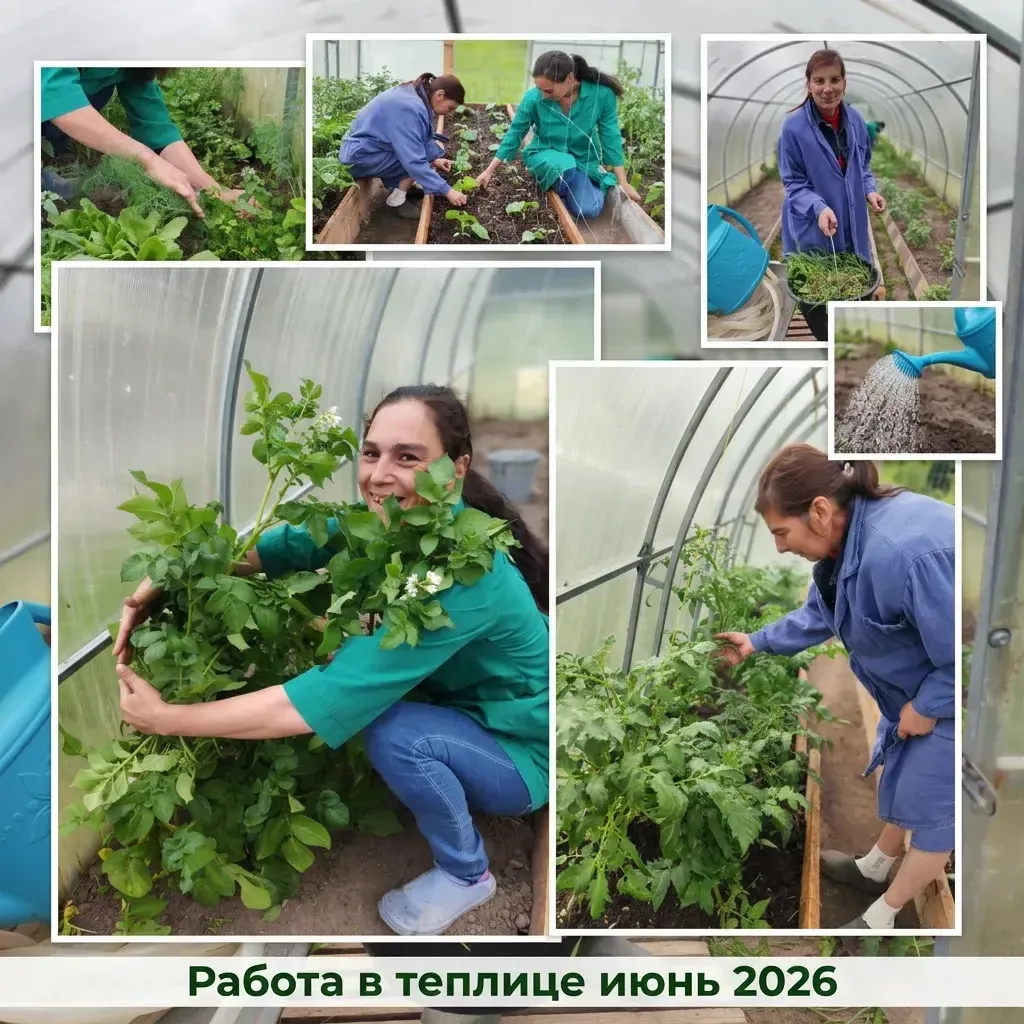 🌿Получатели социальных услуг продолжают ежедневно трудиться в теплицах.