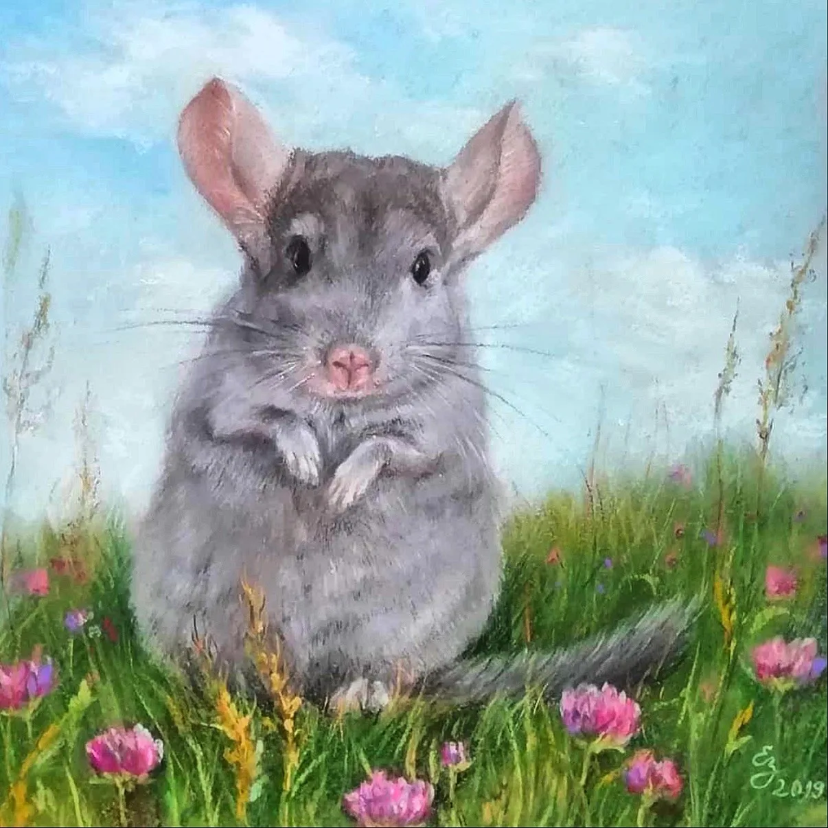 Красивый рисунок шиншиллы.🖼️🐭