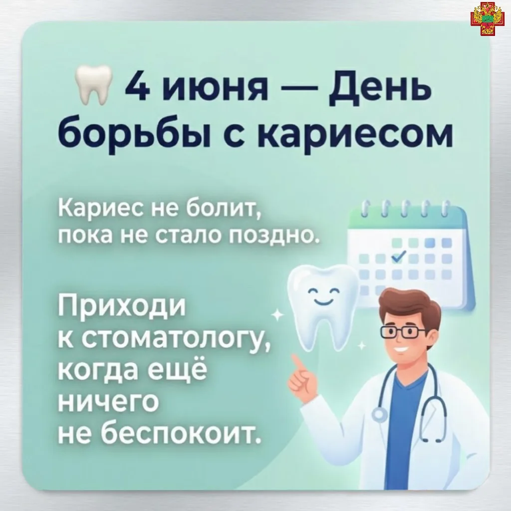 🦷 Сегодня, 4 июня - Всемирный день борьбы с кариесом