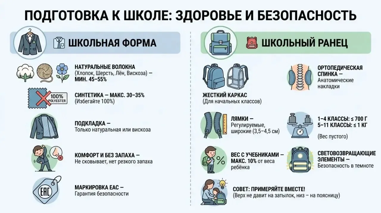 Готовимся к школе без вреда для здоровья: как выбрать форму и ранец?