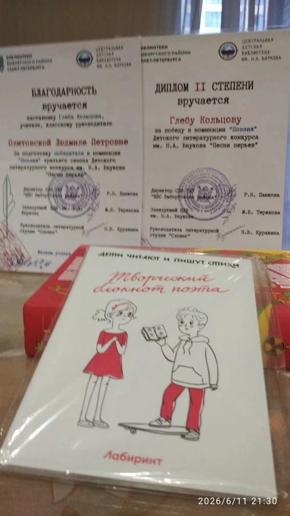📚✨ Литературные успехи 3 «Б» класса!

Представители СПб ГБУ «ЦБС Выборгского района», Литературного