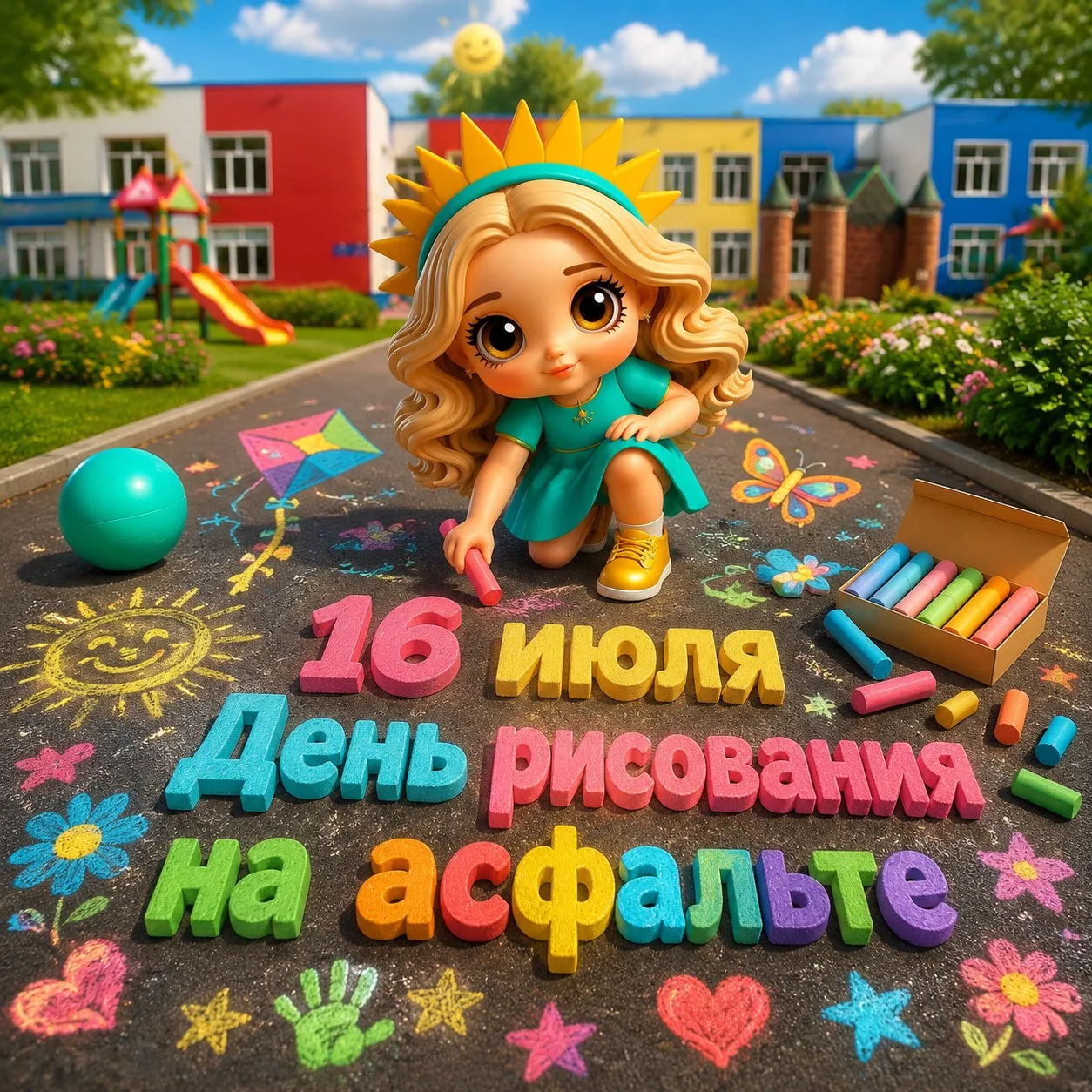 💥  Сегодня — День рисования на асфальте! 
🎨 Иногда для счастливого детства нужно совсем немного: к