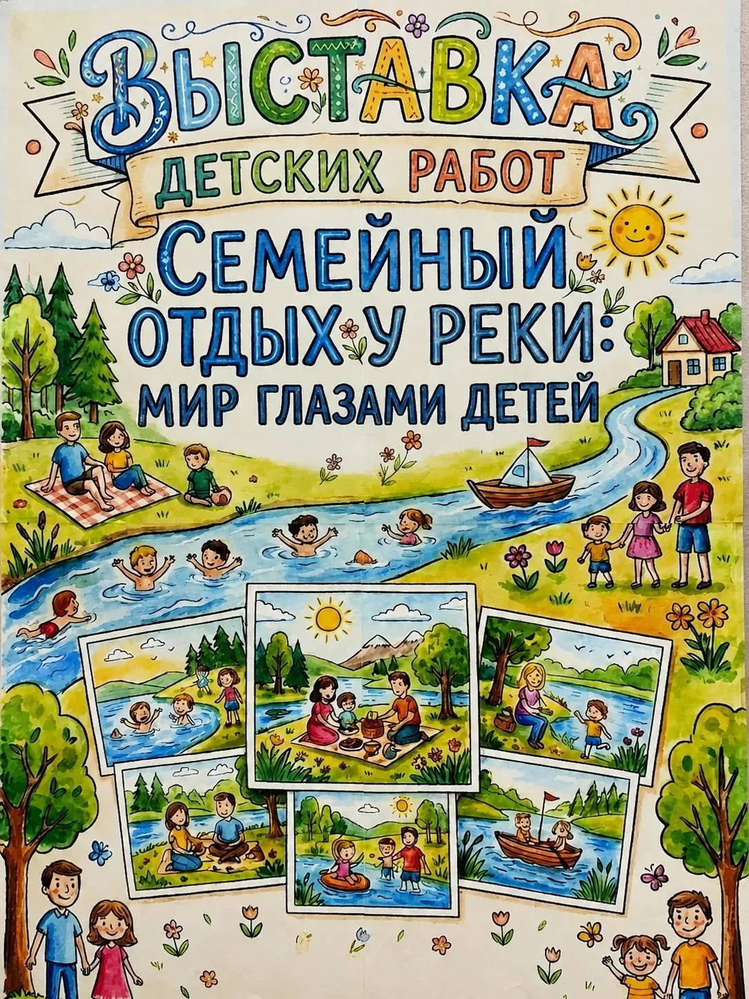 🎨 В нашем детском саду прошла выставка рисунков "Семейный отдых у реки: мир глазами де...