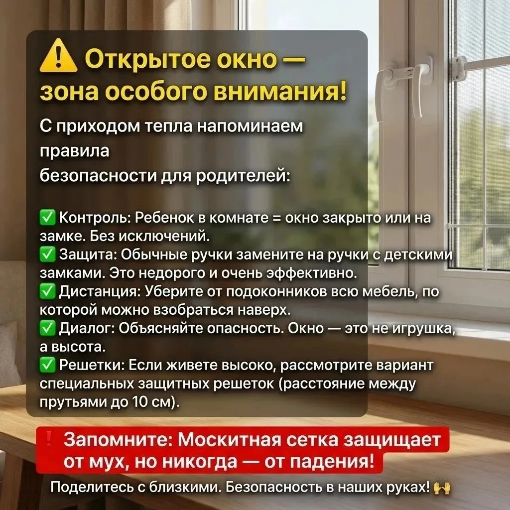 Памятка «Открытое окно - опасность для ребёнка»