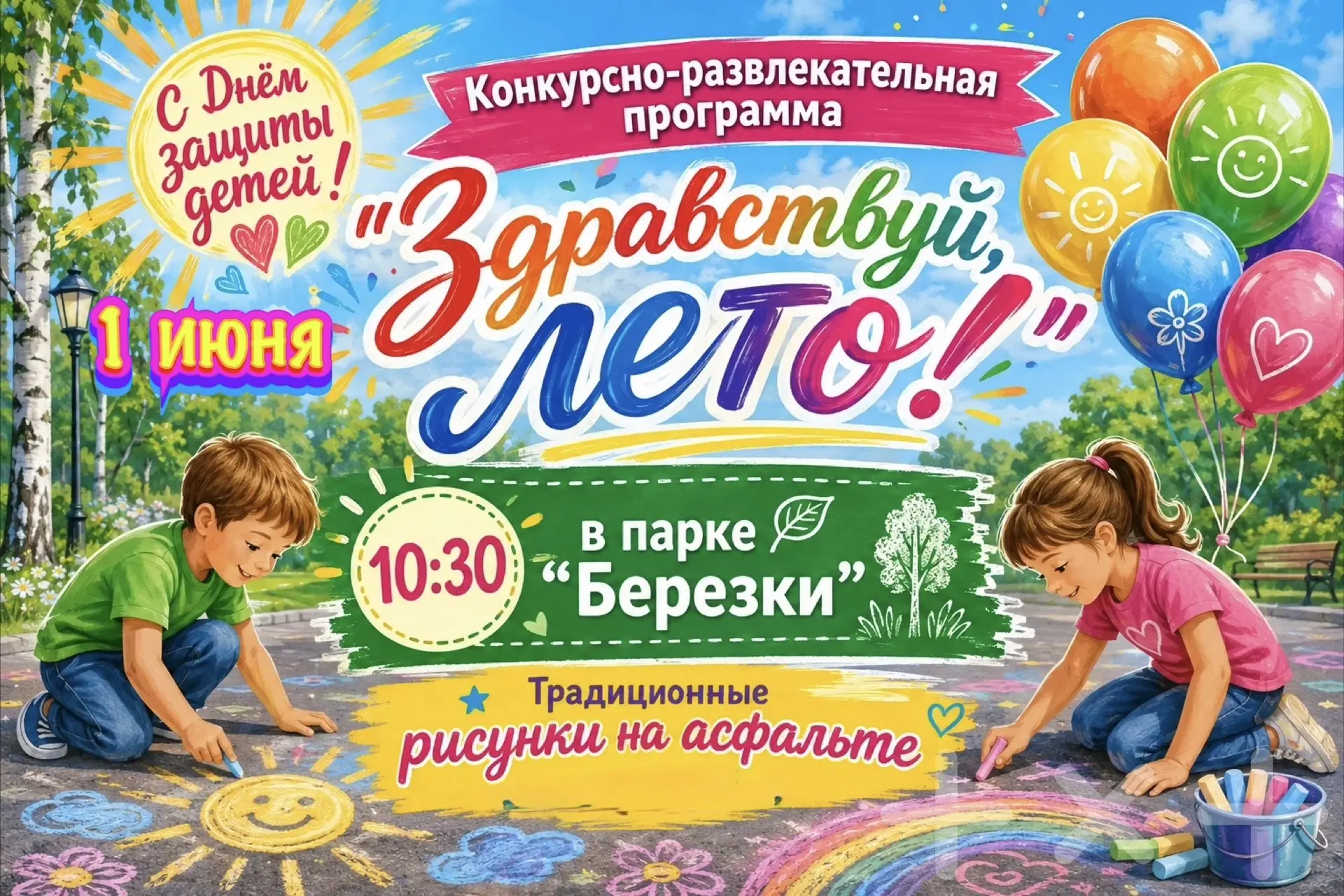 🌞 Лето начинается! Приглашаем всех на праздник в парк «Березки»! 🌞