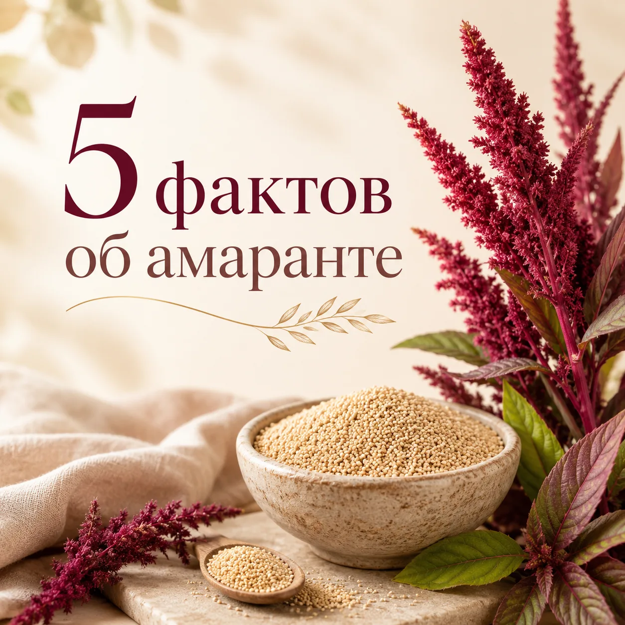 5 фактов об амаранте

🍀Амарант — это не злак, а псевдозерновая культура. Он не содержит глютен, поэ