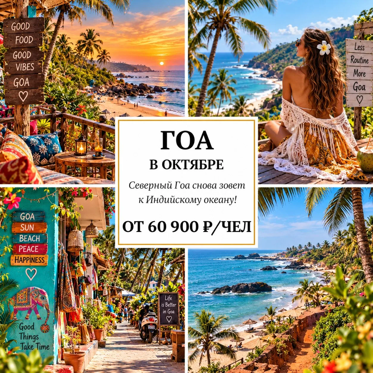 🔥 ОТ 60 900 Р/ЧЕЛ — ГОА В ОКТЯБРЕ: ОТКРЫВАЕМ СЕЗОН НА ОКЕАНЕ! 🇮🇳