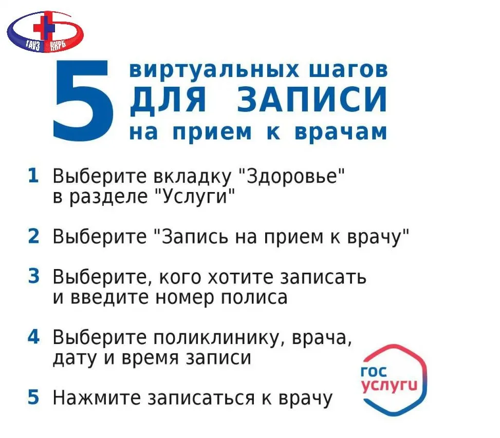 5 виртуальных шагов для записи на прием к врачам!