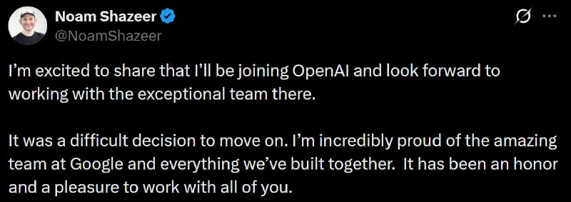 🚀 Google теряет инженера-исследователя в пользу OpenAI