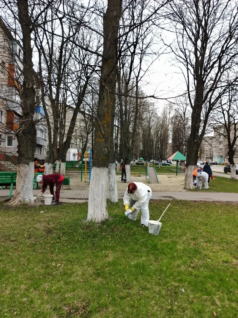 Работники по благоустройству наводят красоту во дворах МКД по обслуживаемому жилому фонду.