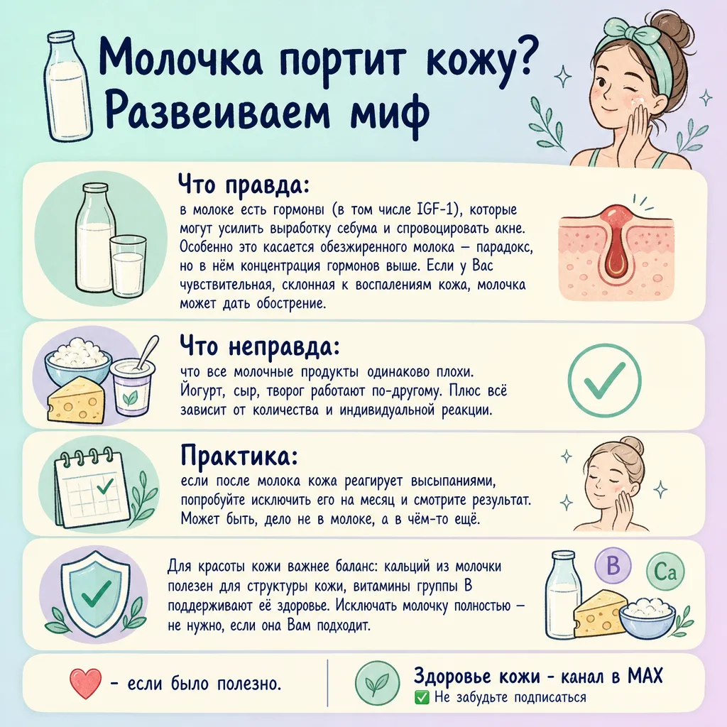 🥛 Молочка портит кожу? Развеиваем миф