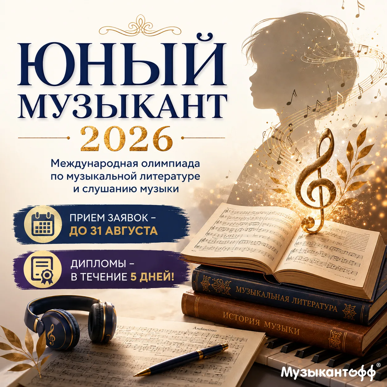 ЛЕТНЯЯ Международная олимпиада по слушанию музыки и музыкальной литературе
«Юный музыкант – 2026» (л