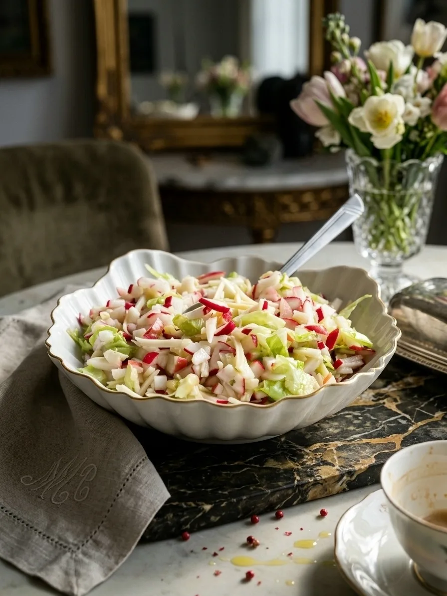 Лёгкий салат и редиса и яблок