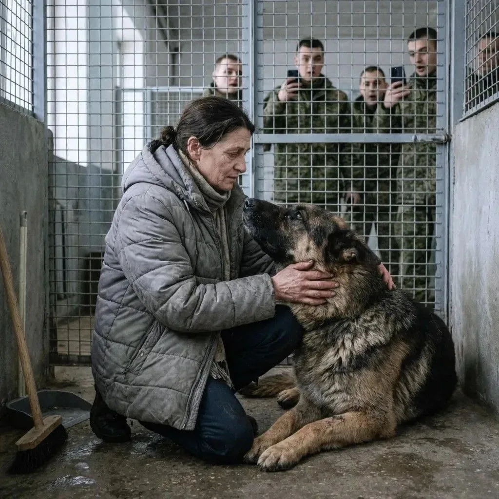 Молодые офицеры хохотали, когда отправили новую уборщицу в вольер к самому свирепому боевому псу. Он