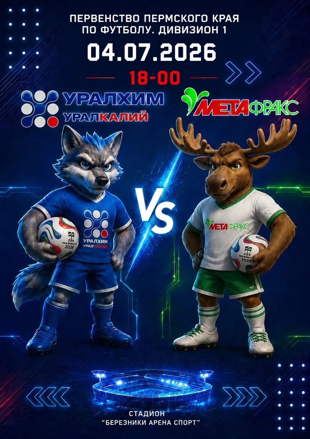 ⚽️Чемпионат Пермского края по футболу 

🏟️Завтра, 4 июля, на основном поле спортивной школы «БАрС» 