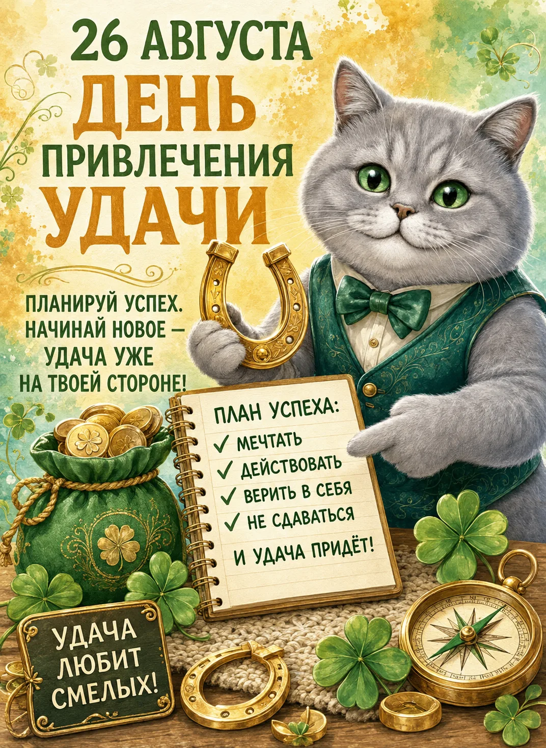 Так, все поднимаем глазки к небу и зовём, привлекаем удачу. Главное верить!