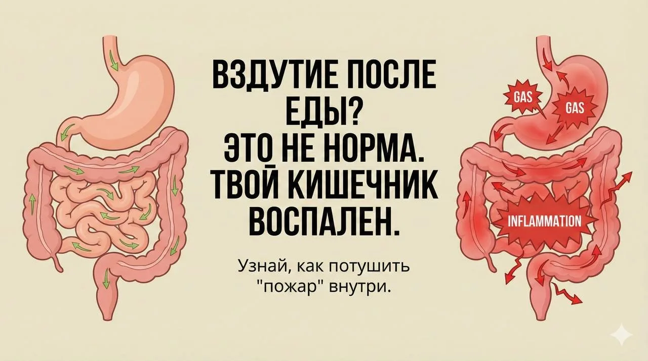 Живот как барабан после еды? Это не «просто газы», это пожар внутри.  Ты перешла сюда из сторис, пот