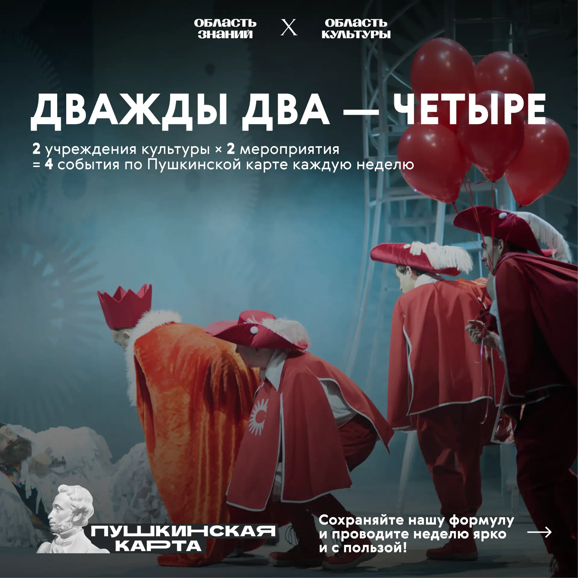 ✨ «Дважды два — четыре» — всё по Пушкинской карте! Совместный проект Департамента по ку...