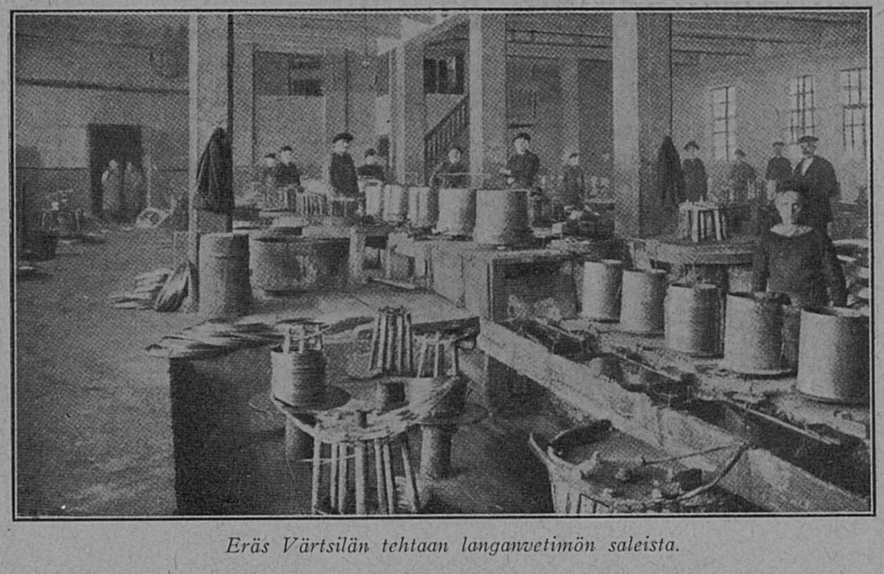 Вяртсиля 1930-е гг. Один из залов волочильного цеха.