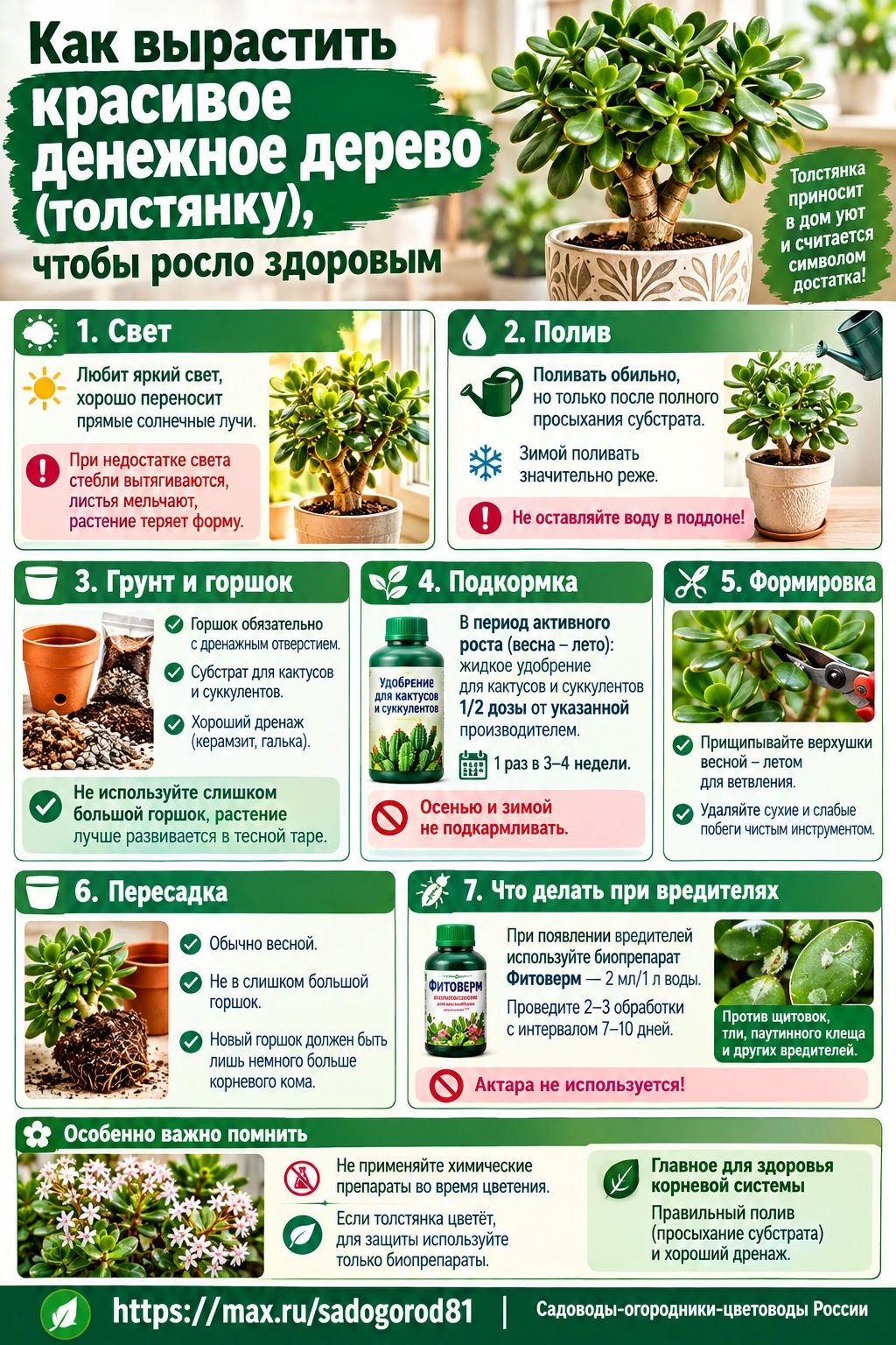 Как вырастить красивое денежное дерево (толстянку), чтобы росло здоровым