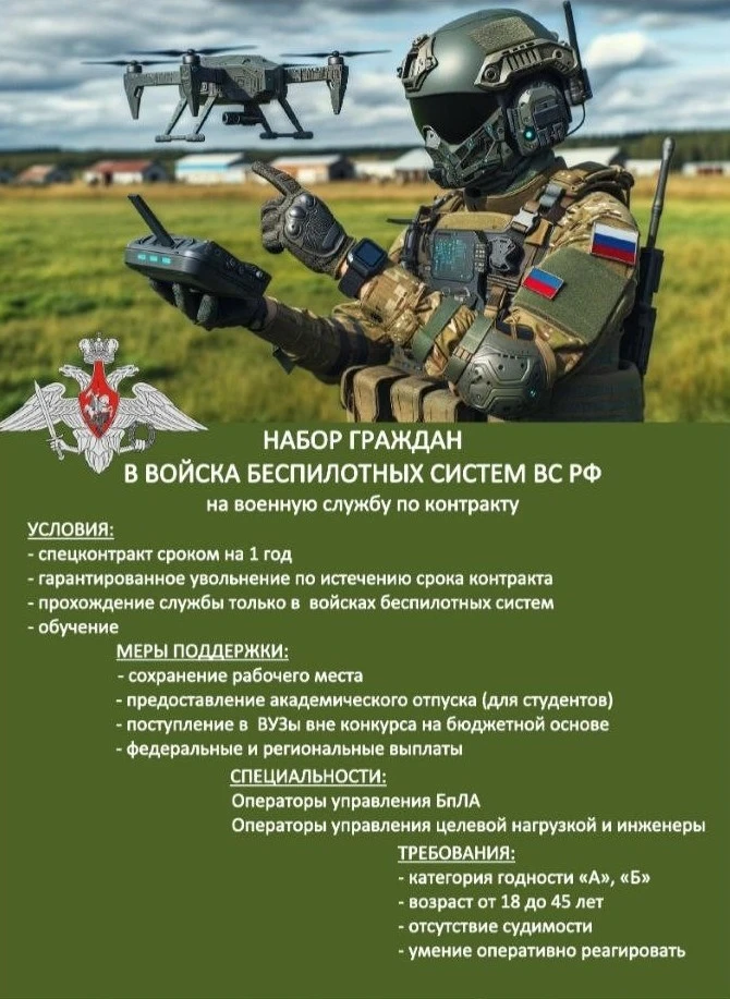 Военная служба по контракту в войсках беспилотных систем