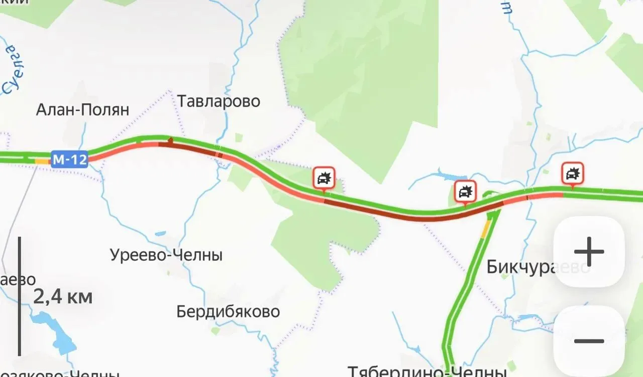 🚗 М-12 встала: пробка между Казанью и Челнами растянулась на 13 километров