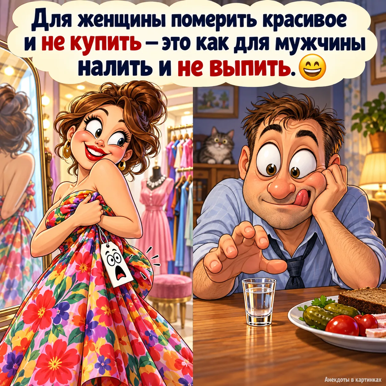 Для женщины померить красивое и не купить — это как для мужчины налить и не выпить. 😄