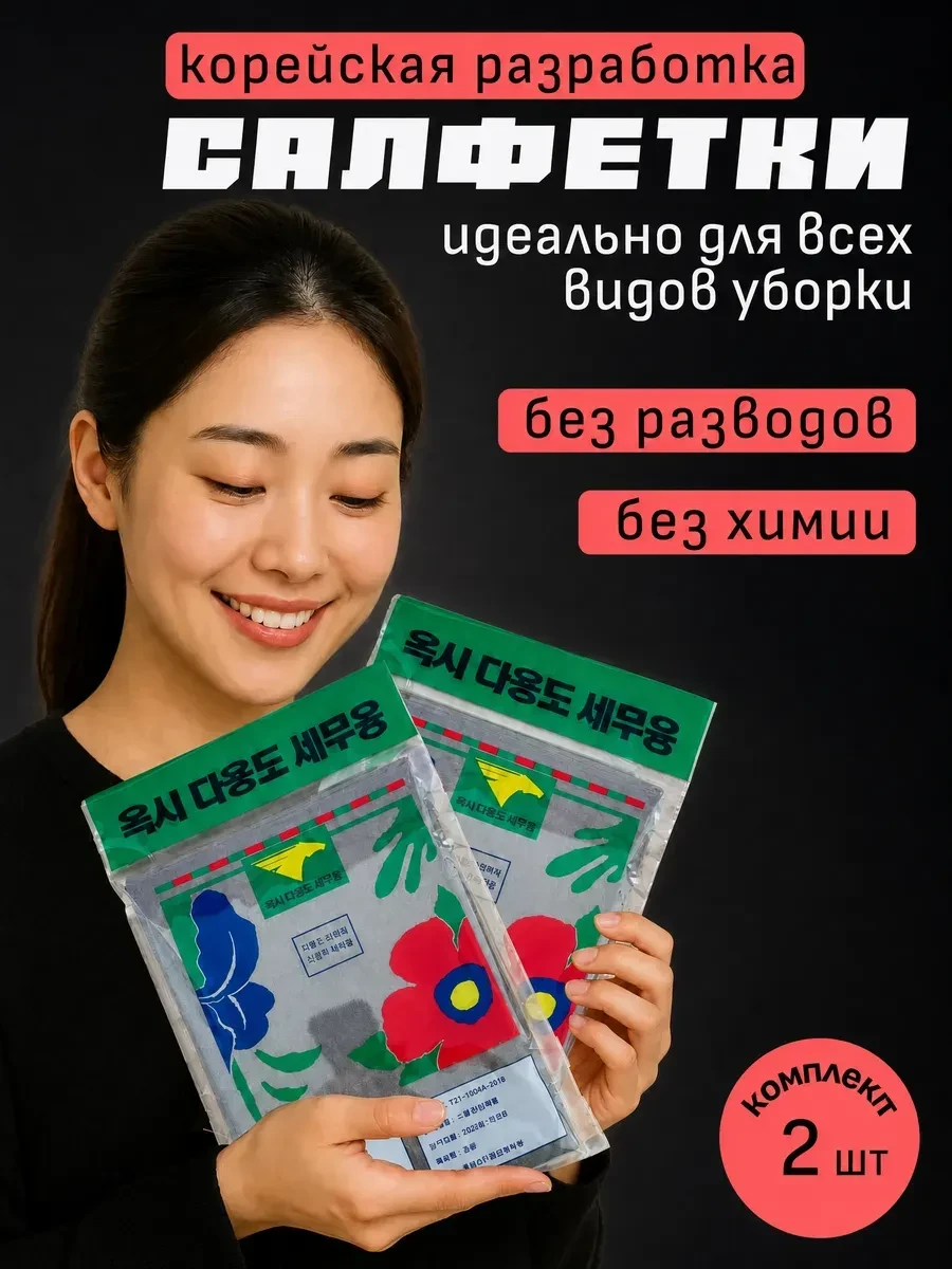 ⚡️ Умная тряпка для уборки и стекол без разводов корейская, Claire