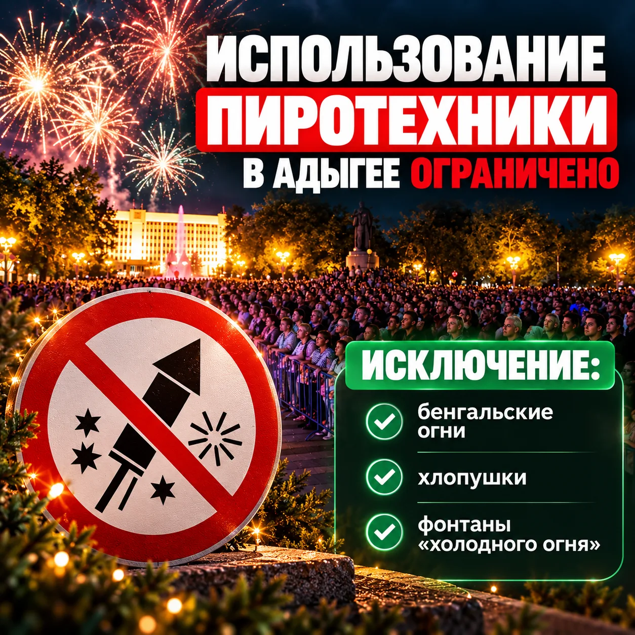 В Адыгее ограничили запуск фейерверков.