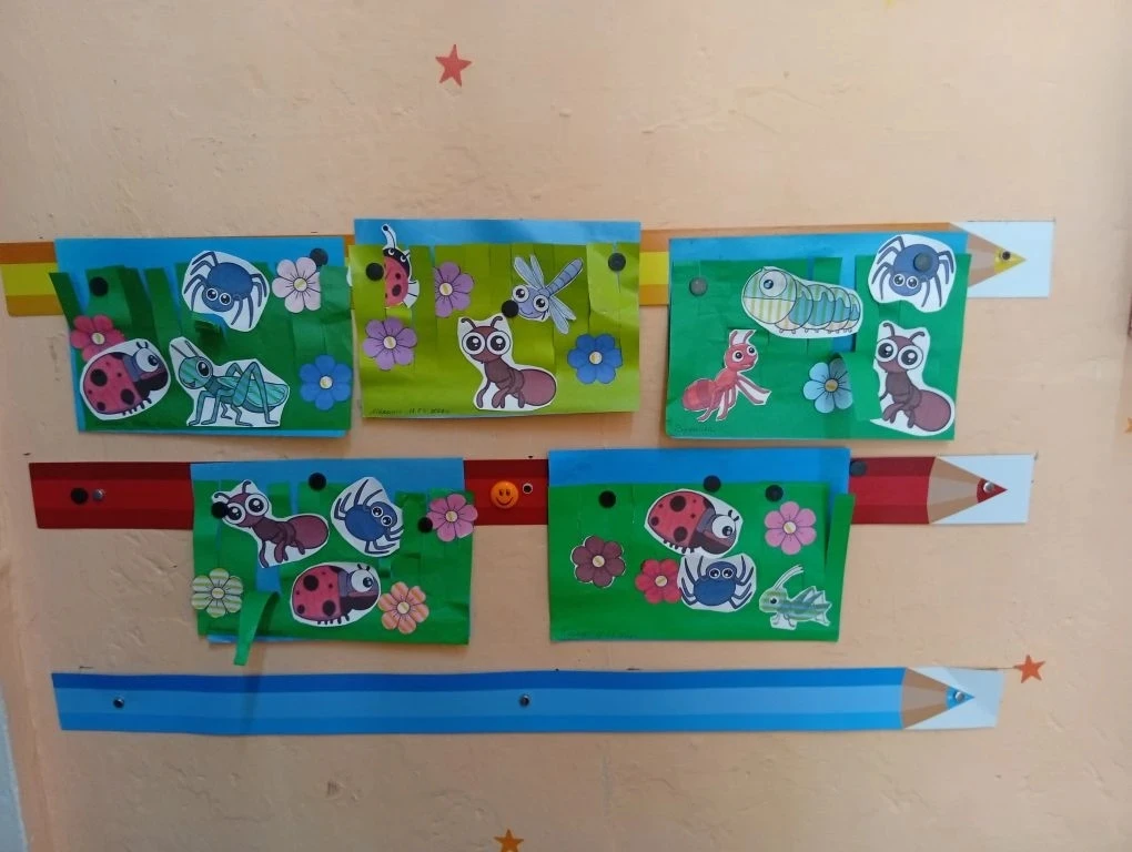 Аппликация с насекомыми получилась удивительной 🐛🐜🐞🌺
