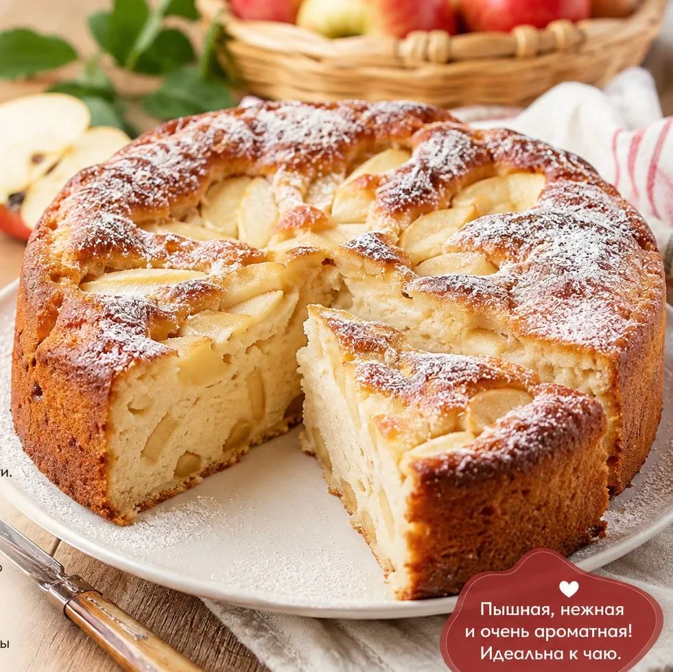 Творожная шарлотка с яблоками.