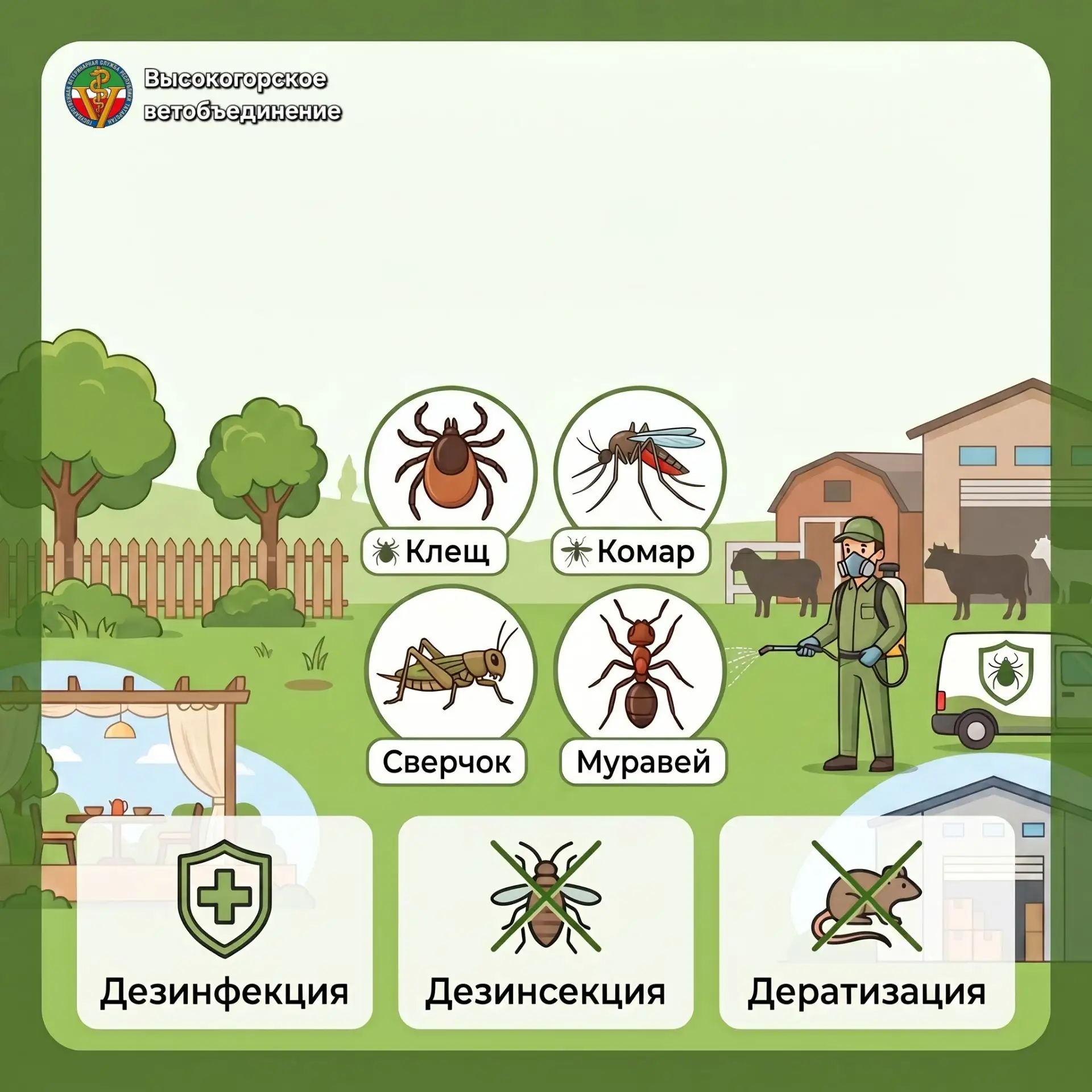 🛡Профессиональная обработка участков и помещений: дезинфекция, дезинсекция, дератизация ☎️+7 (84365