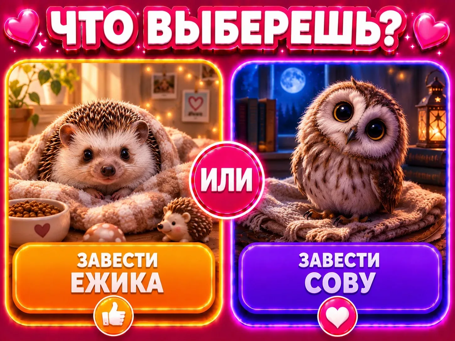 Завести ежика или завести сову?

Что выберешь?