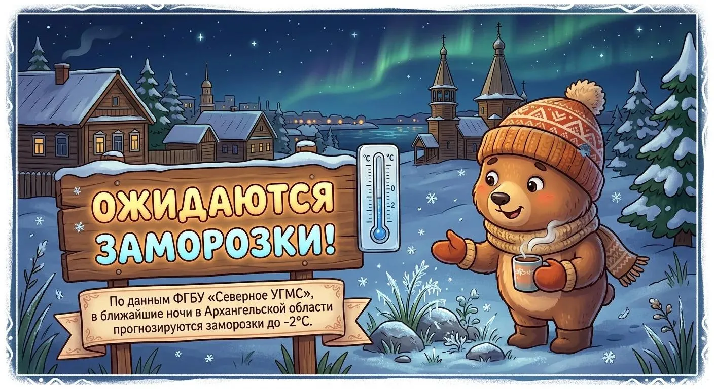 ❄️ По данным ФГБУ «Северное УГМС», в ближайшие ночи в Архангельской области прогнозирую...