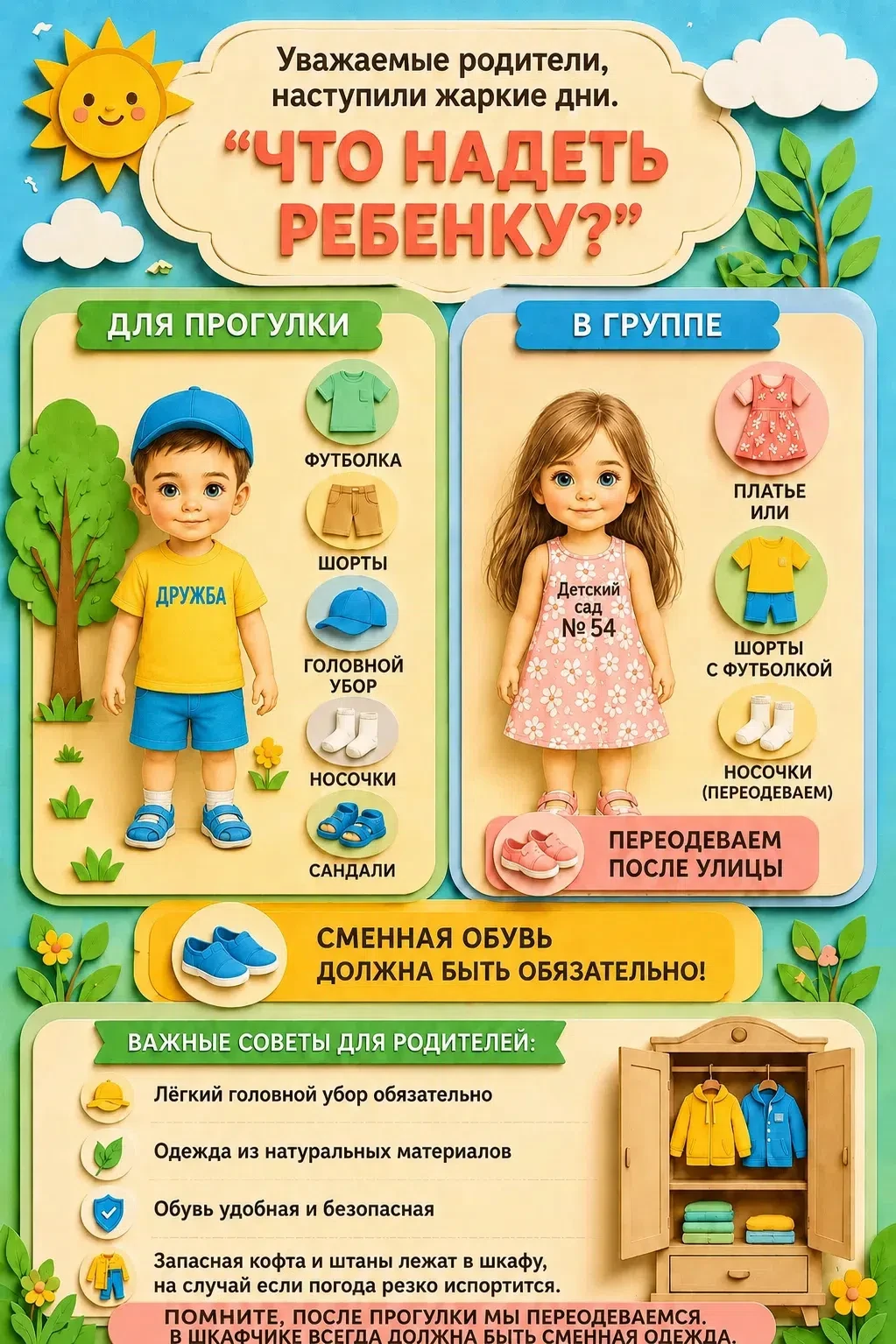 ☀ Лето в садике: почему сменная одежда — это важно?