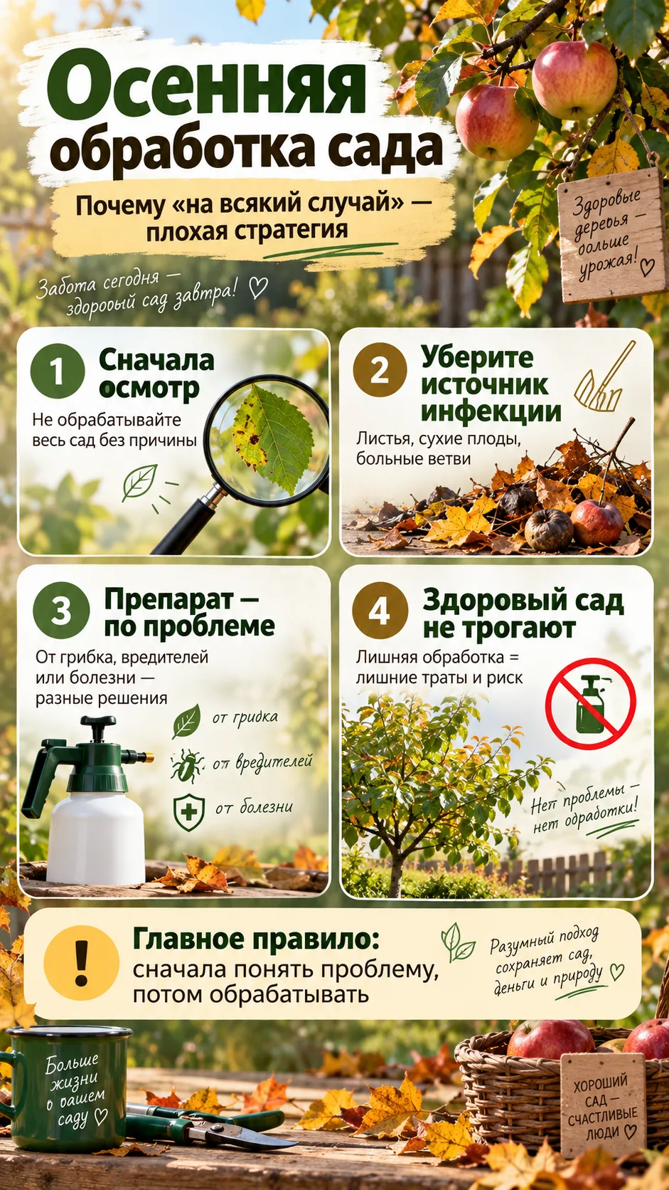 🍂 Осенняя обработка сада: почему «на всякий случай» — плохая стратегия
