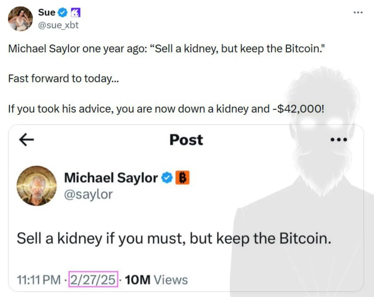 ⚡️ Год назад Майкл Сэйлор призывал покупать биткоин, даже шутливо предлагая ради этого ...