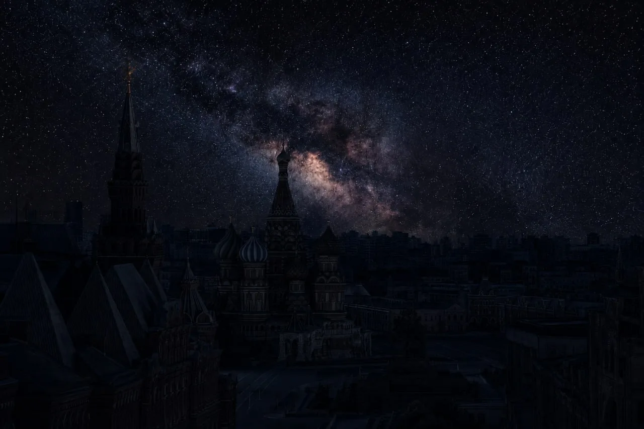 Как могли бы выглядеть российские города без светового загрязнения.
