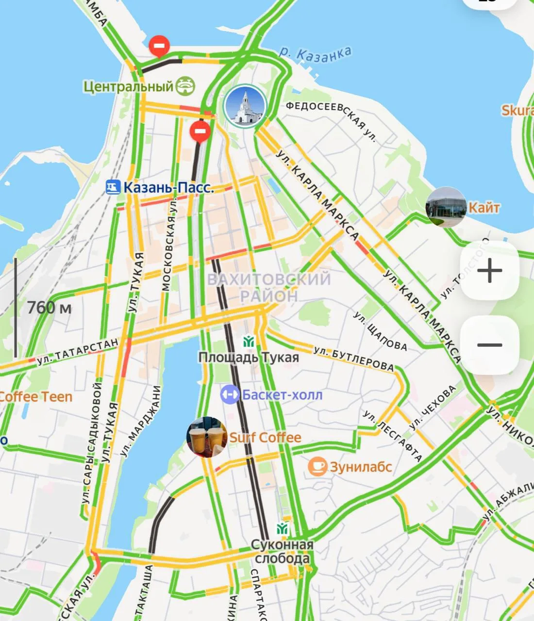 🚧 В Казани перекрыли движение по улице Островского, а также на отдельных участках улиц...